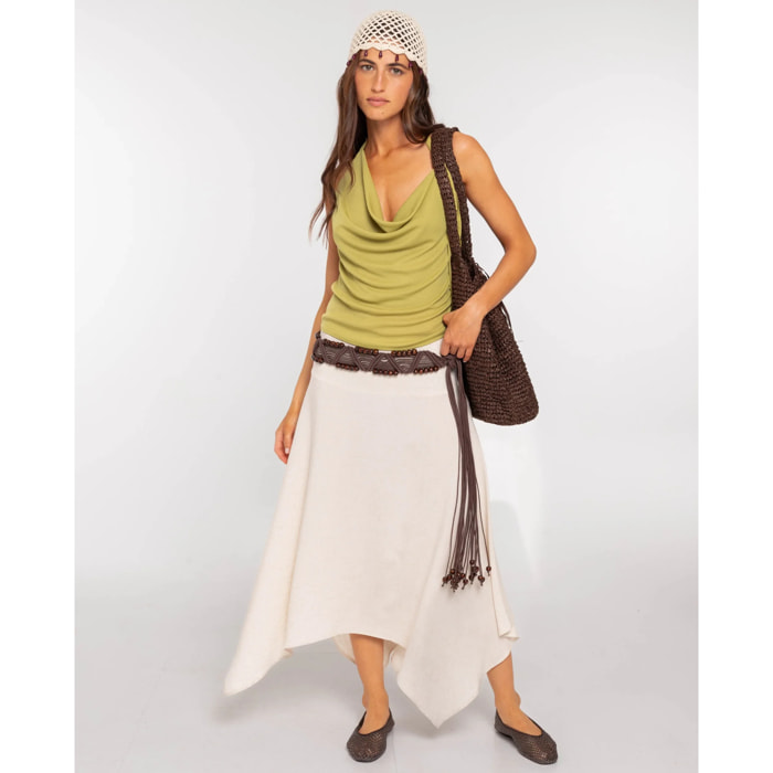 Falda midi con bajo de picos boho