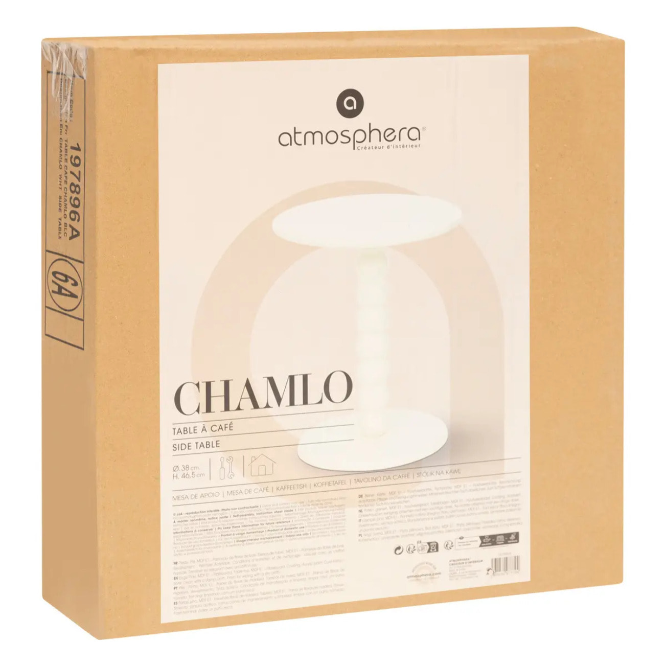 Table à café Chamlo blanc ivoire D38cm
