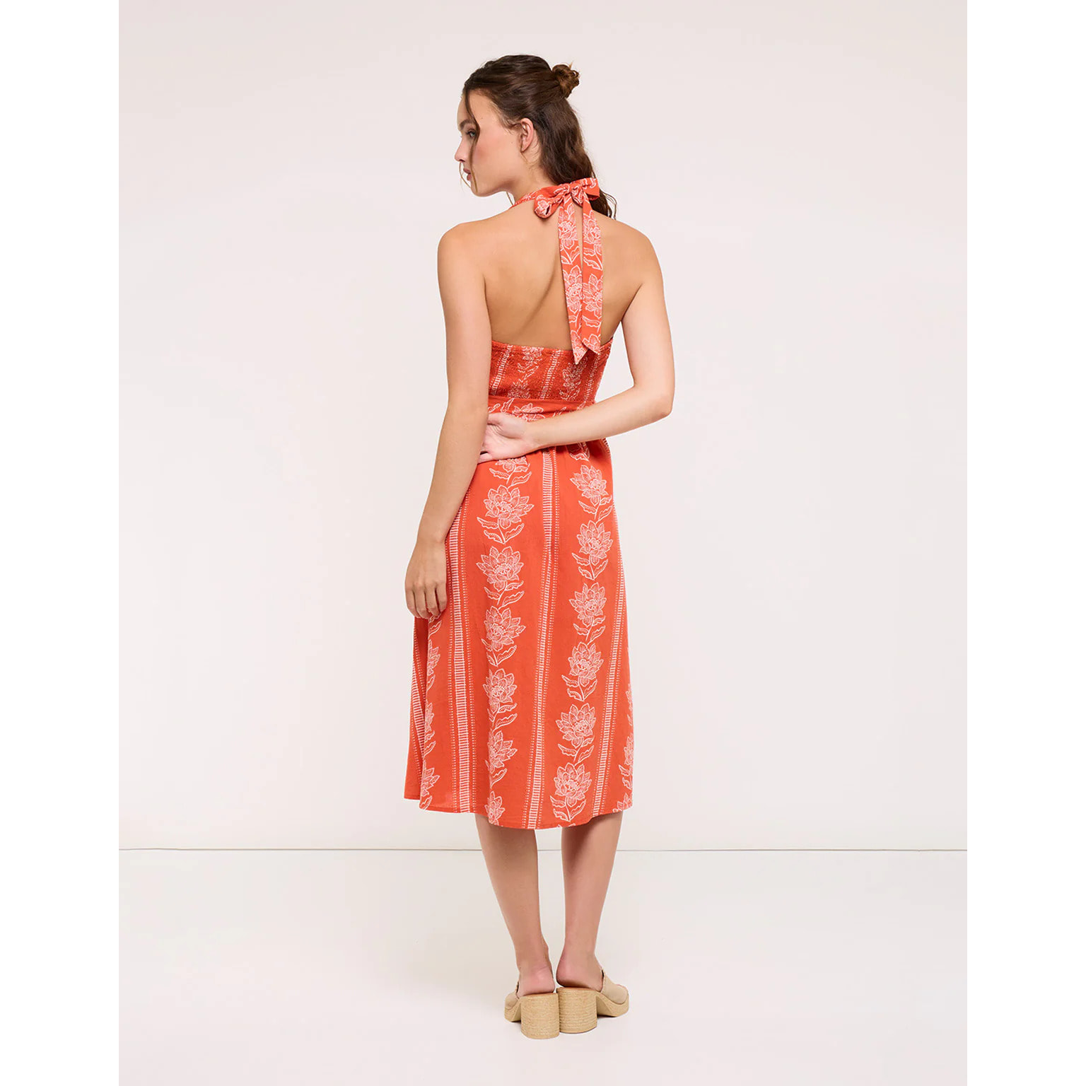 Vestido Midi Naranja con Lazo - Galia