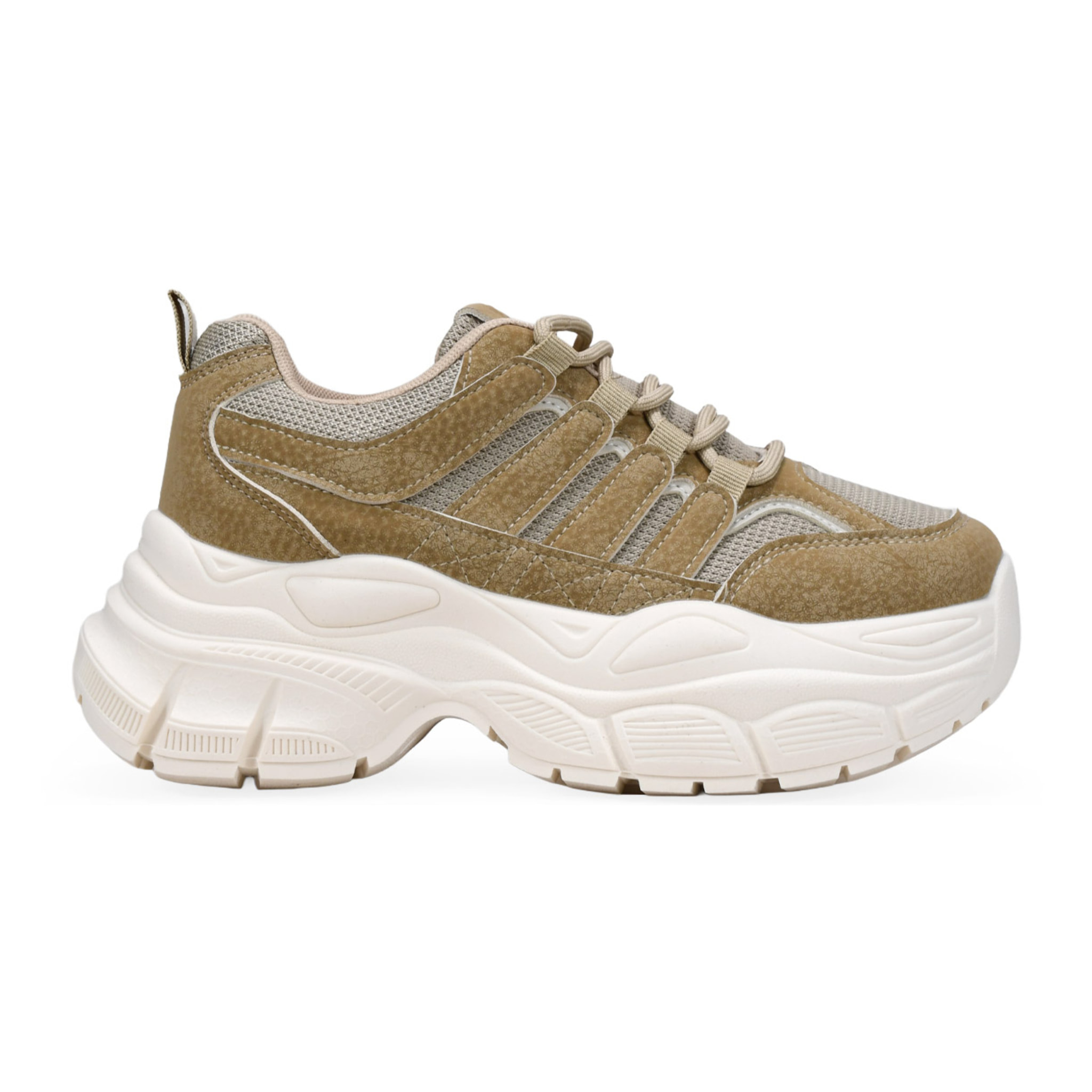Zapatillas de plataforma beige con rejilla y cordones