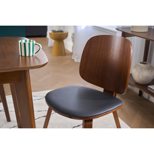 Chaises vintage en bois foncé et noir (lot de 2) BECK