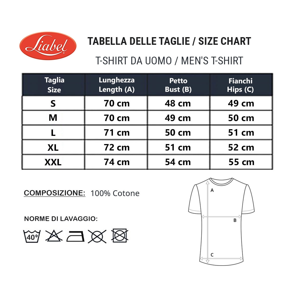 6 T-shirt da Uomo 100% Cotone LIABEL Art. 4428/t53 Scollo V