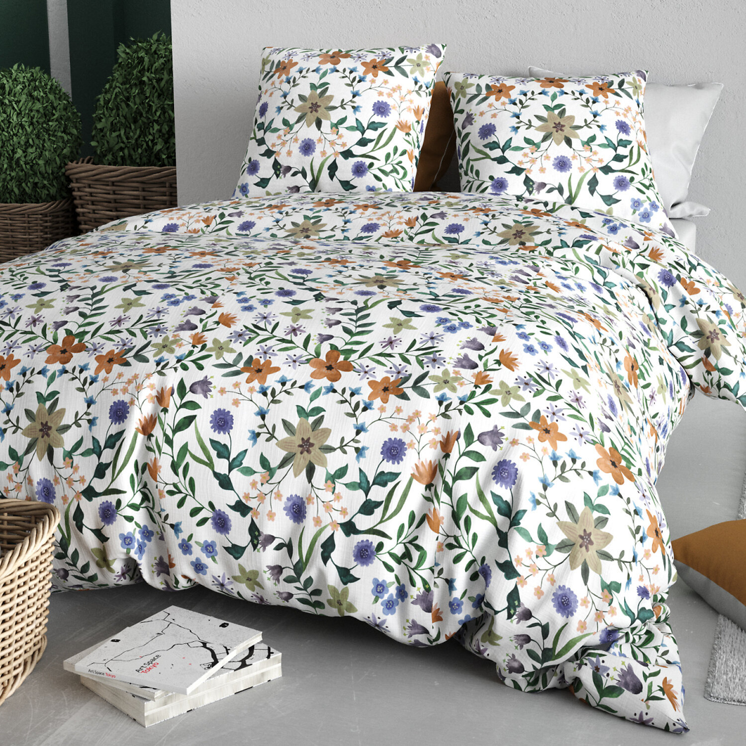 Parure housse de couette imprimé 100% coton - veitchs - vert