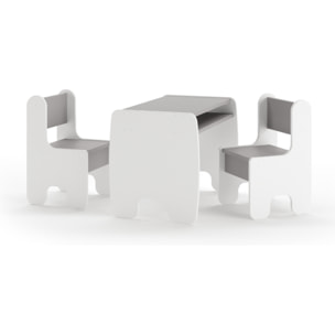 Set bambini TIMI tavolino e due seggiolinе bianco/grigio