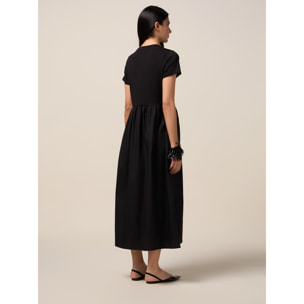Oltre - Vestido de dos materiales con estrás - Negro