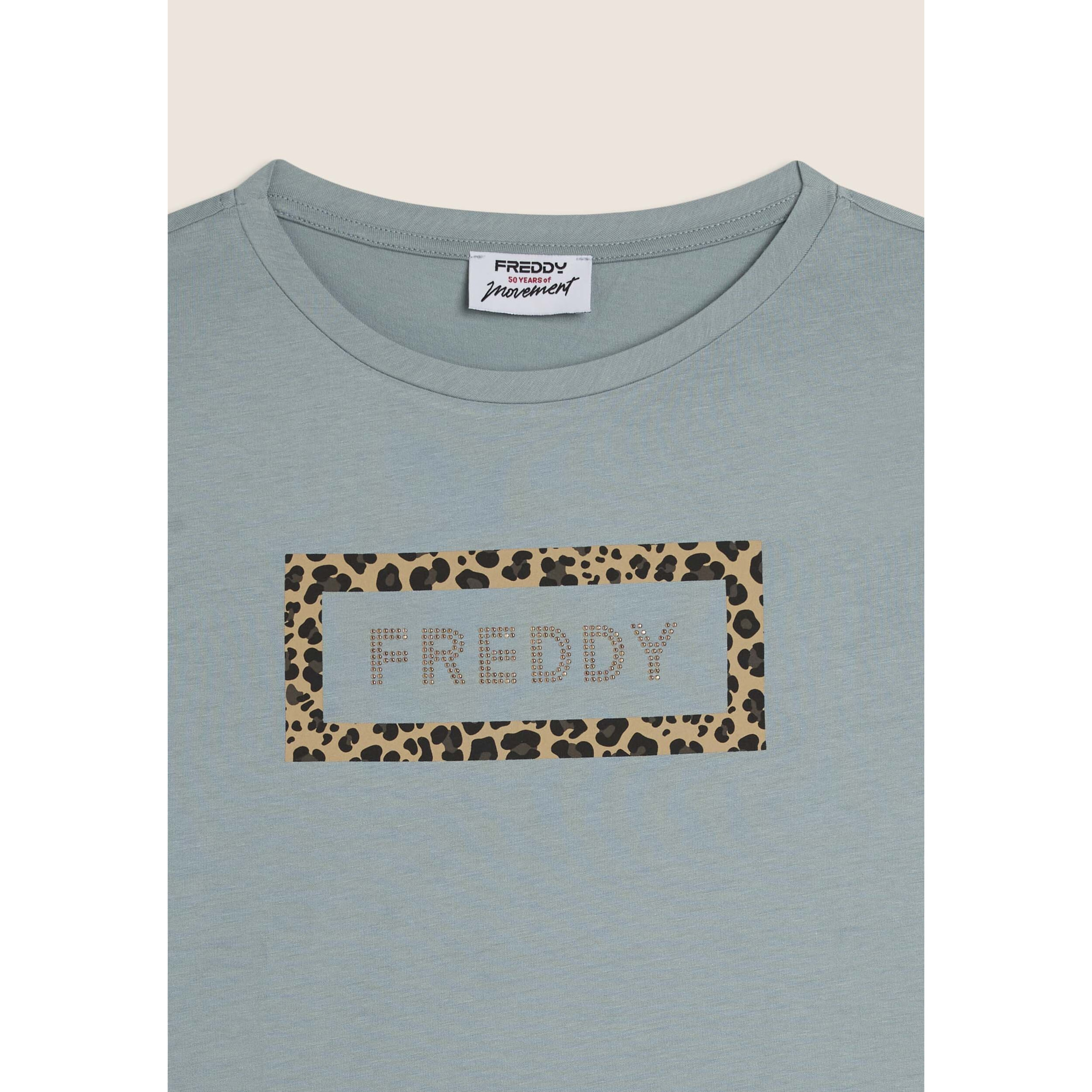 T-shirt Manica Corta con Grafica Animalier e Logo FREDDY