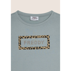 T-shirt Manica Corta con Grafica Animalier e Logo FREDDY