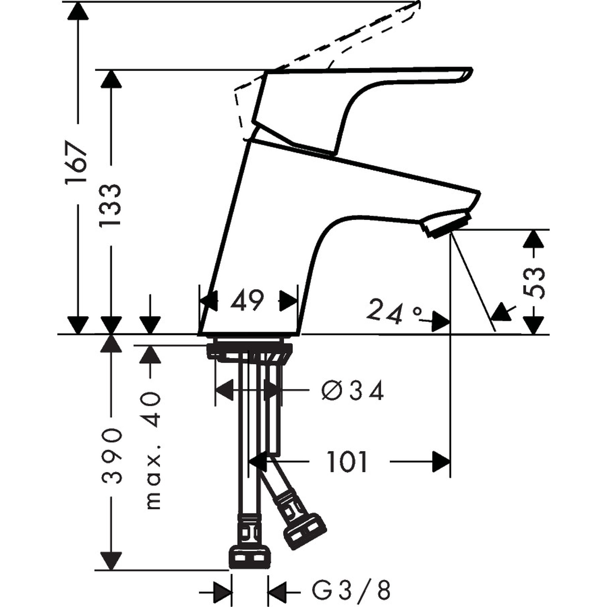 Mitigeur de lavabo 70 bonde Push-Open chromé Focus