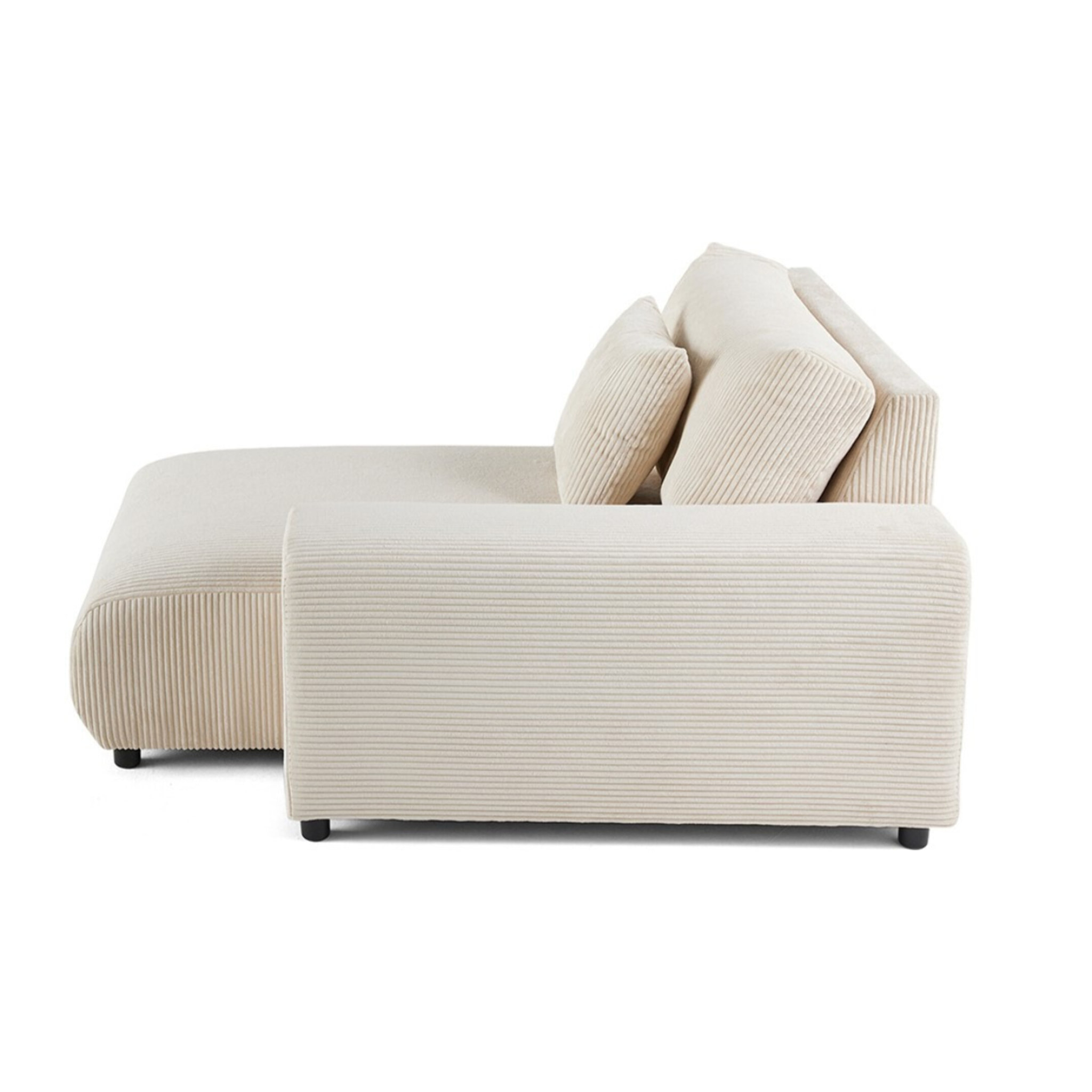 Garance - module d'assise méridienne droit - en velours côtelé - Beige