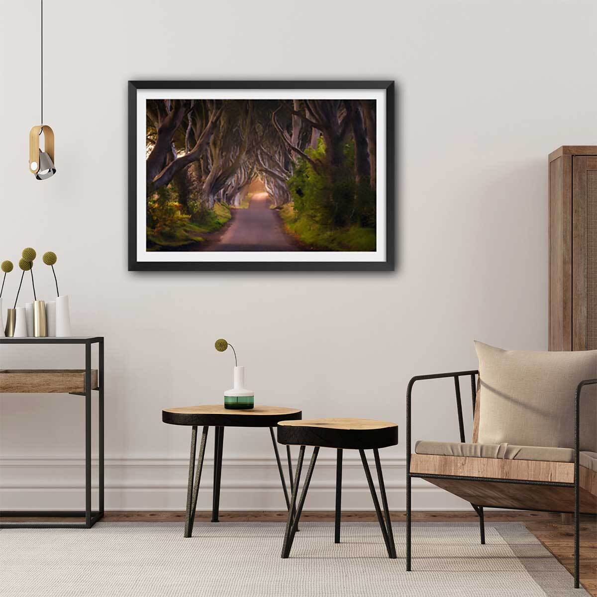 Affiche nature arbres enchanteurs Affiche sous cadre noir