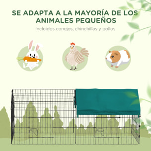 Jaula para Animales Pequeños Jaula para Roedores de Acero con Puertas y Tela Superior Jaula para Conejos Chinchillas Gallinas 185x75x75 cm Verde