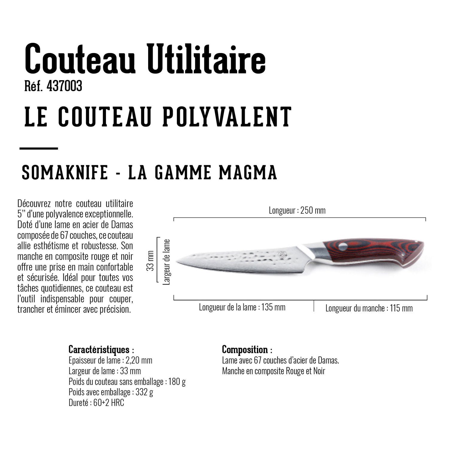 Couteau de chef UTILITY 5 pouces, gamme Magma