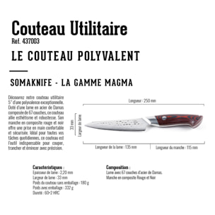 Couteau de chef UTILITY 5 pouces, gamme Magma