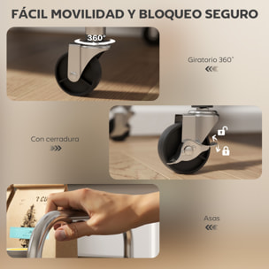 Carrito Auxiliar con Ruedas de Acero Inoxidable, Carro de Servicio de 4 Niveles con Estantes Ajustables, 4 Ruedas, Carrito para Cocina, Restaurante, 60x35x100 cm, Plata