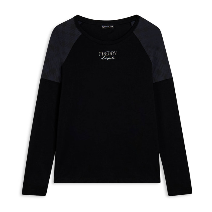 T-shirt manica lunga con fondo asimmetrico