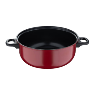 Cacerola de ø26x10cm - 3,8l con tapa de vidrio + cesta freidora en acero inoxidable color surtido (rojo o gris) san ignacio