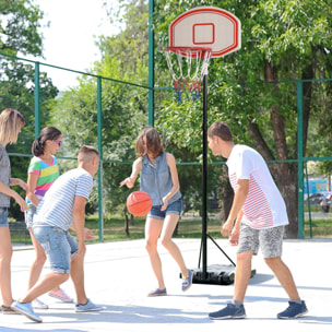 Panier de Basket-Ball sur pied avec poteau panneau, base de lestage sur roulettes hauteur réglable 2,1 - 2,5 m noir blanc