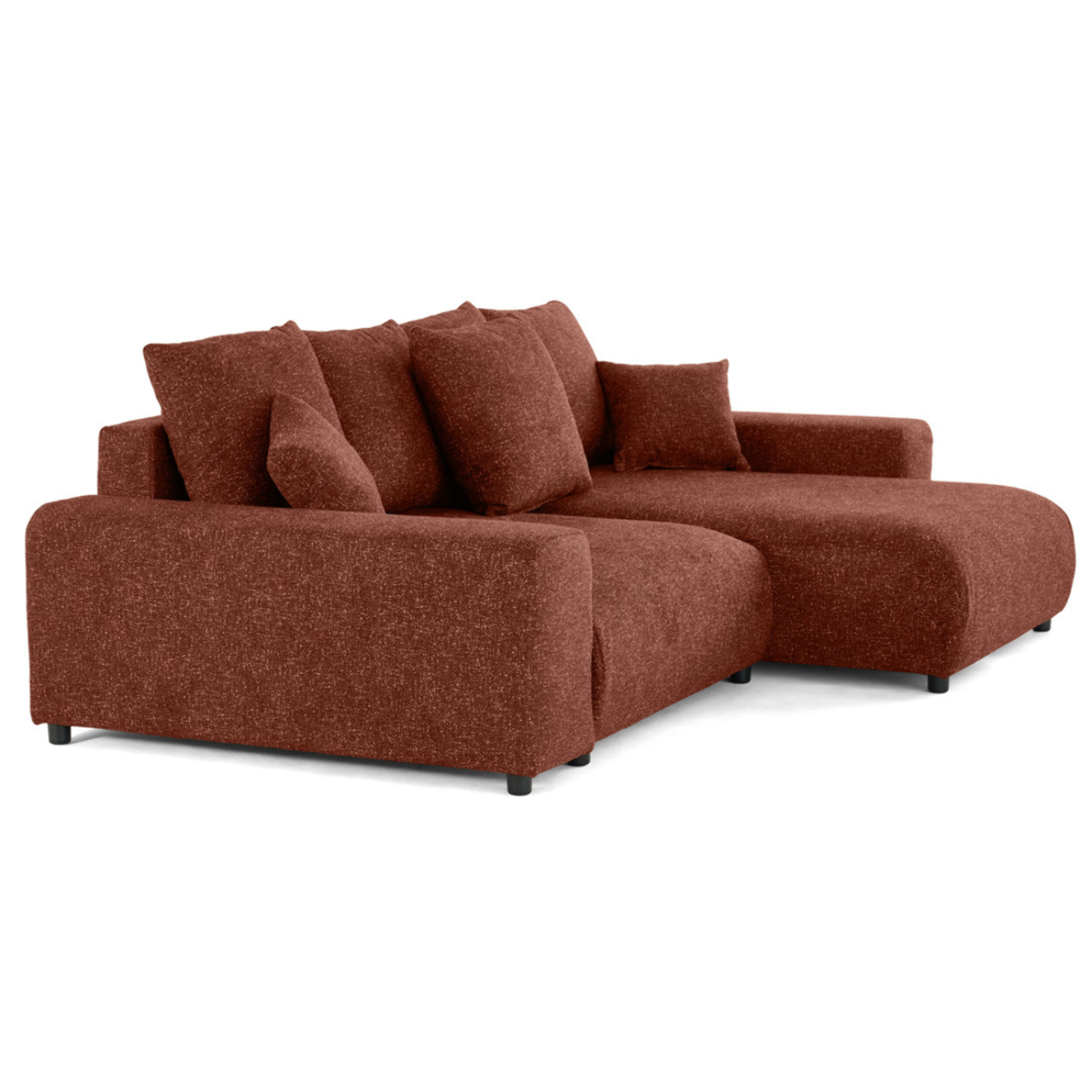 Spice - canapé d'angle réversible 4 places convertible avec coffre en tissu moucheté - Terracotta