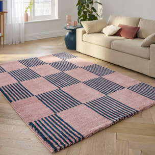 Tapis intérieur damier bleu et rose FERGEW