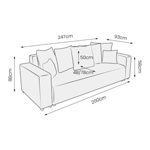 GLORIA - Canapé droit convertible 3 places en tissu beige
