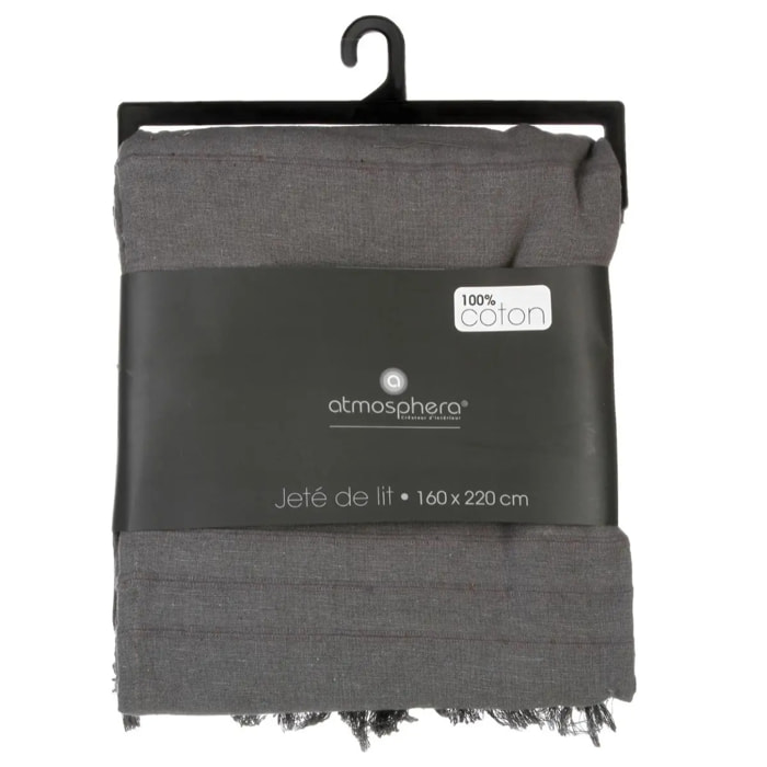 Jeté de lit coton gris 160x220cm