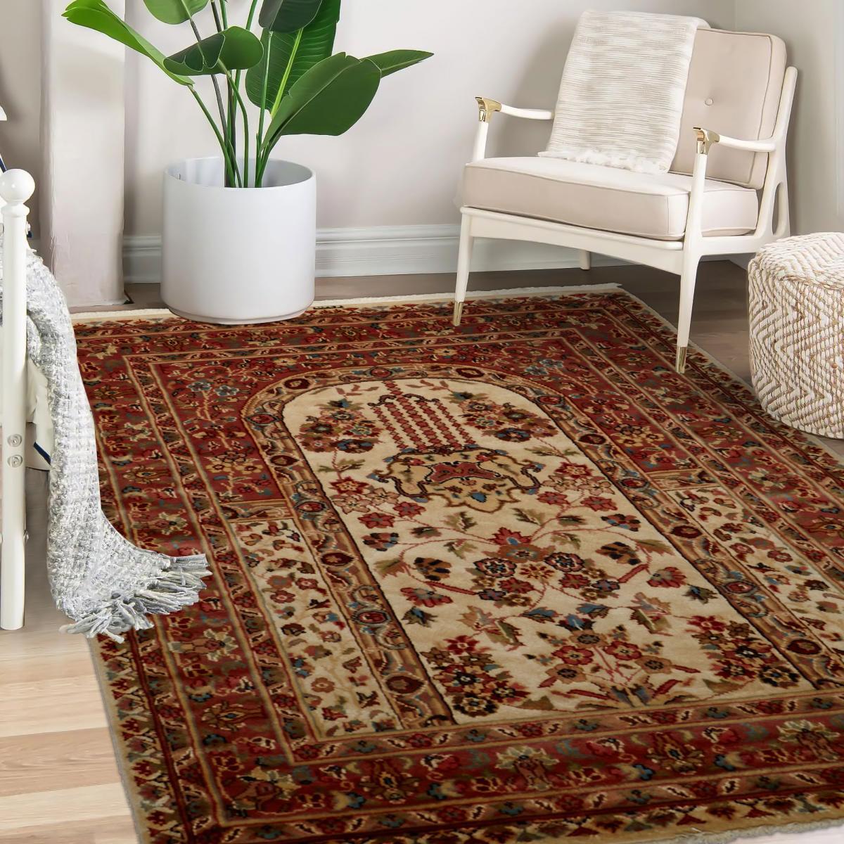Tapis d'orient Fait main PRESTIGE JIHANGIR 73 1A2T Beige 125x130 en soie
