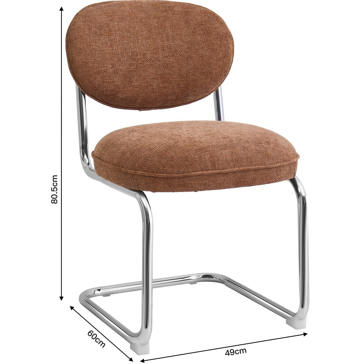 Lot de 2 chaises de salle à manger chromées en tissu chenille - LOU