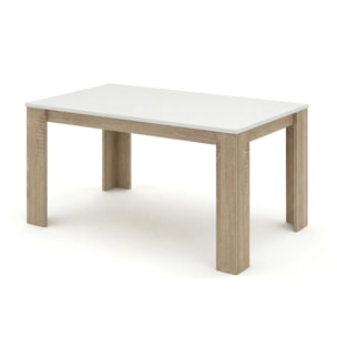 Mesa de comedor fija en roble canadian y blanco artik 140X80 cm Naya Roble Canadian - Blanco Artik (Blanco Mate)