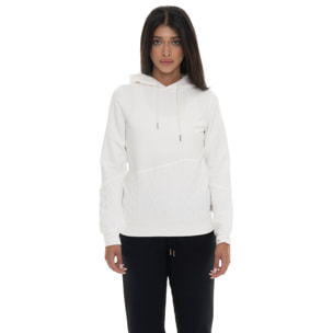 Felpa invernale donna con cappuccio pull on, inserti in treccia Leone 1947 Braid