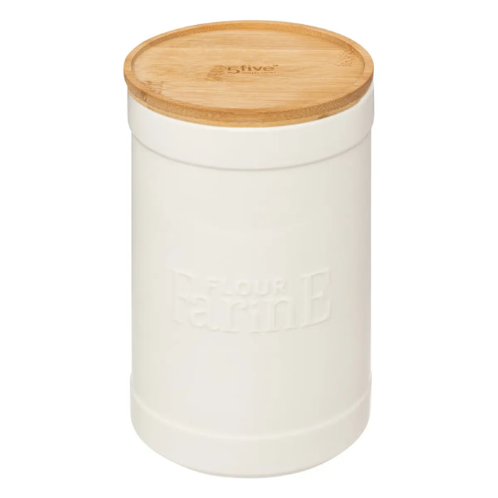 Boîte à farine "Naturéo" en céramique blanc