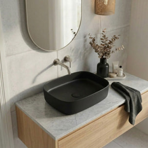 Vasque à poser rectangulaire 50 x 37,5 cm - noir mat - sans trop-plein - PixL Ceramia