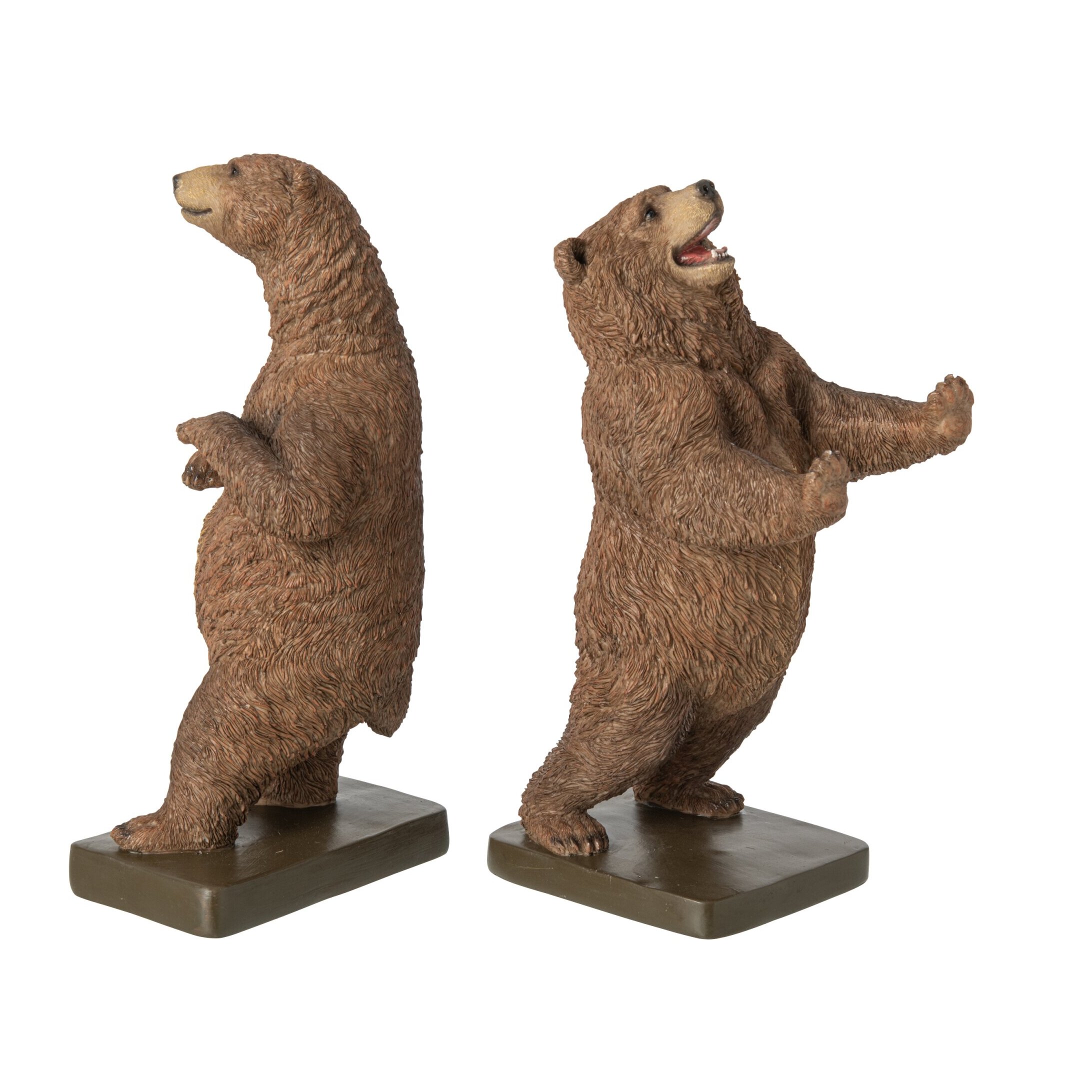 J-Line Set de 2 serre-livres ours - polyrésine - marron