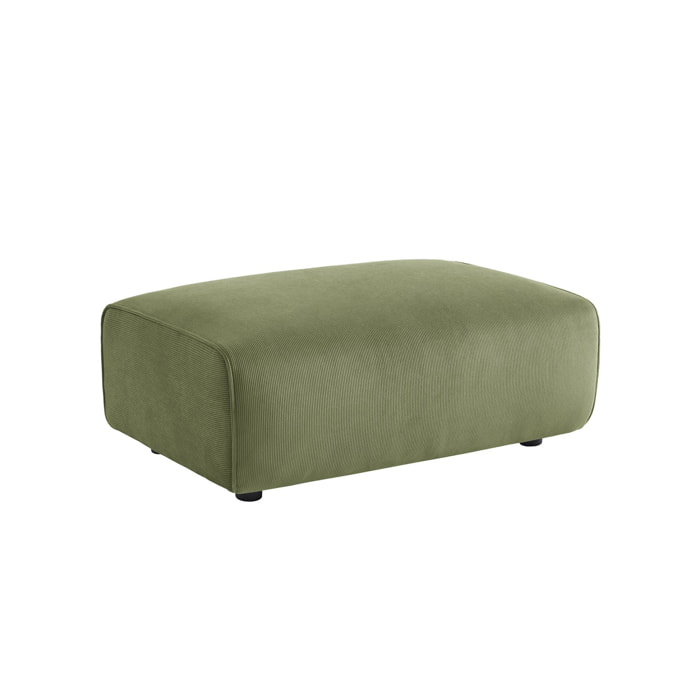 Pouf. module pour canapé. repose-pieds pour canapé 3 places en velours côtelé vert. L 102 x P 70 x H 41cm - Wallas