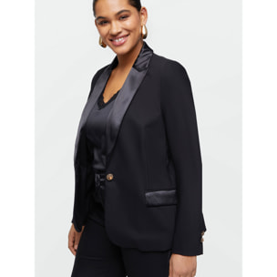 Fiorella Rubino - Blazer con dettagli in raso - Nero