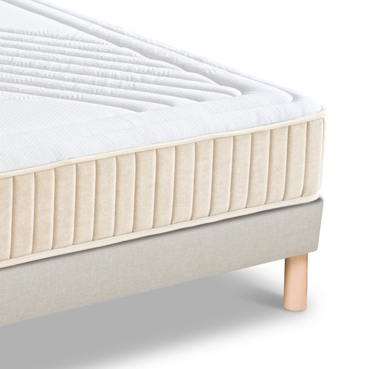 Ensemble Matelas Symphonie 2.0 & Sommier Lino, 24 cm, Mémoire de Forme Biogreen, Technologie Tri-Lattes, Soutien Ferme
