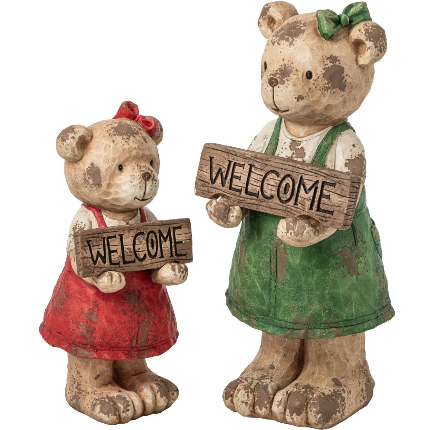 J-Line Ours bienvenue - magnésium - vert/marron