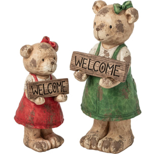 J-Line Ours bienvenue - magnésium - vert/marron