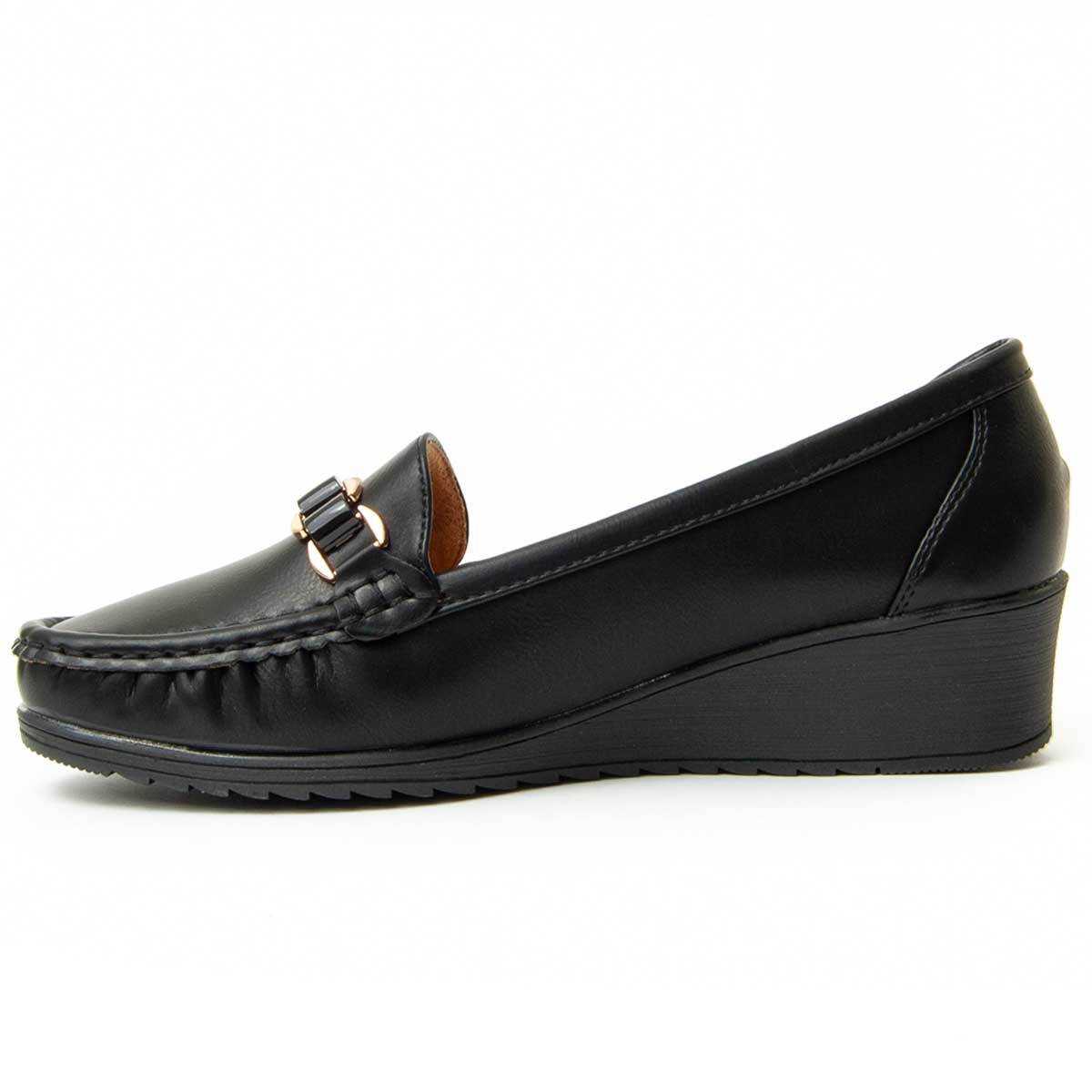 Mocasines De Cuña - Negro - Altura: 4 Cm