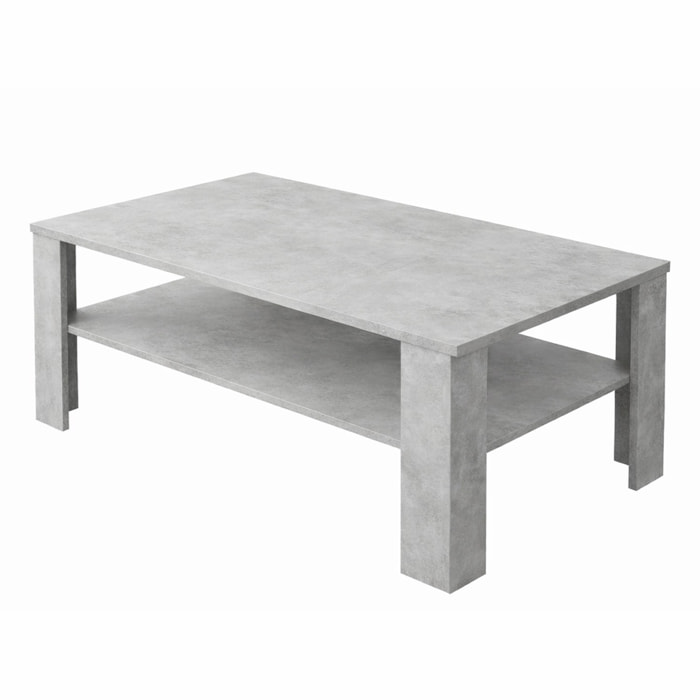 Tavolino Da Caffè Con Ripiano Inferiore E Vano A Giorno Tavolo Basso Stile Nordico Per Salotto Zona Living 47 x 110 x 65 Cm Colore Grigio Cemento