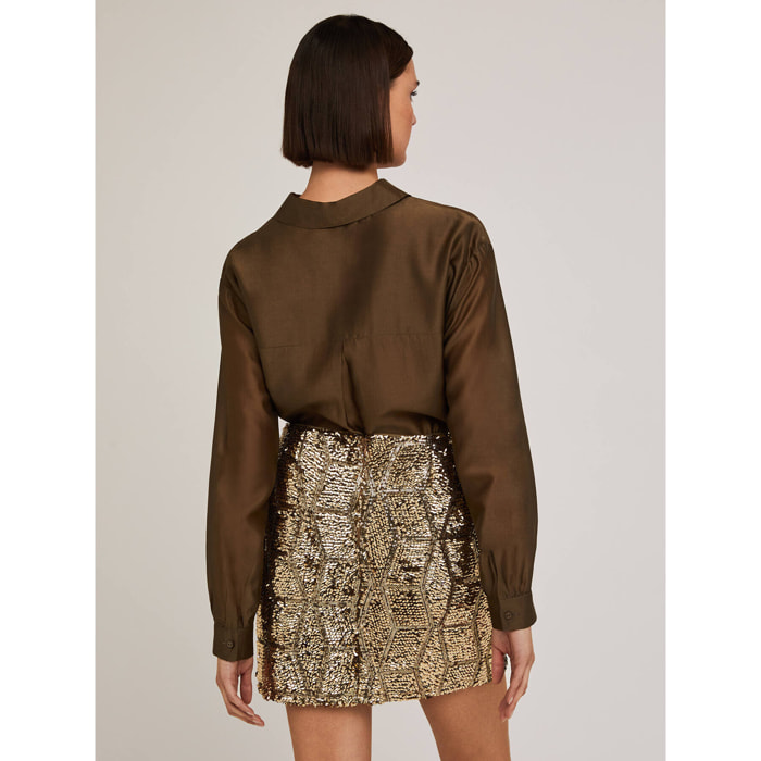 Motivi - Camicia misto lyocell tinta unita - Verde militare