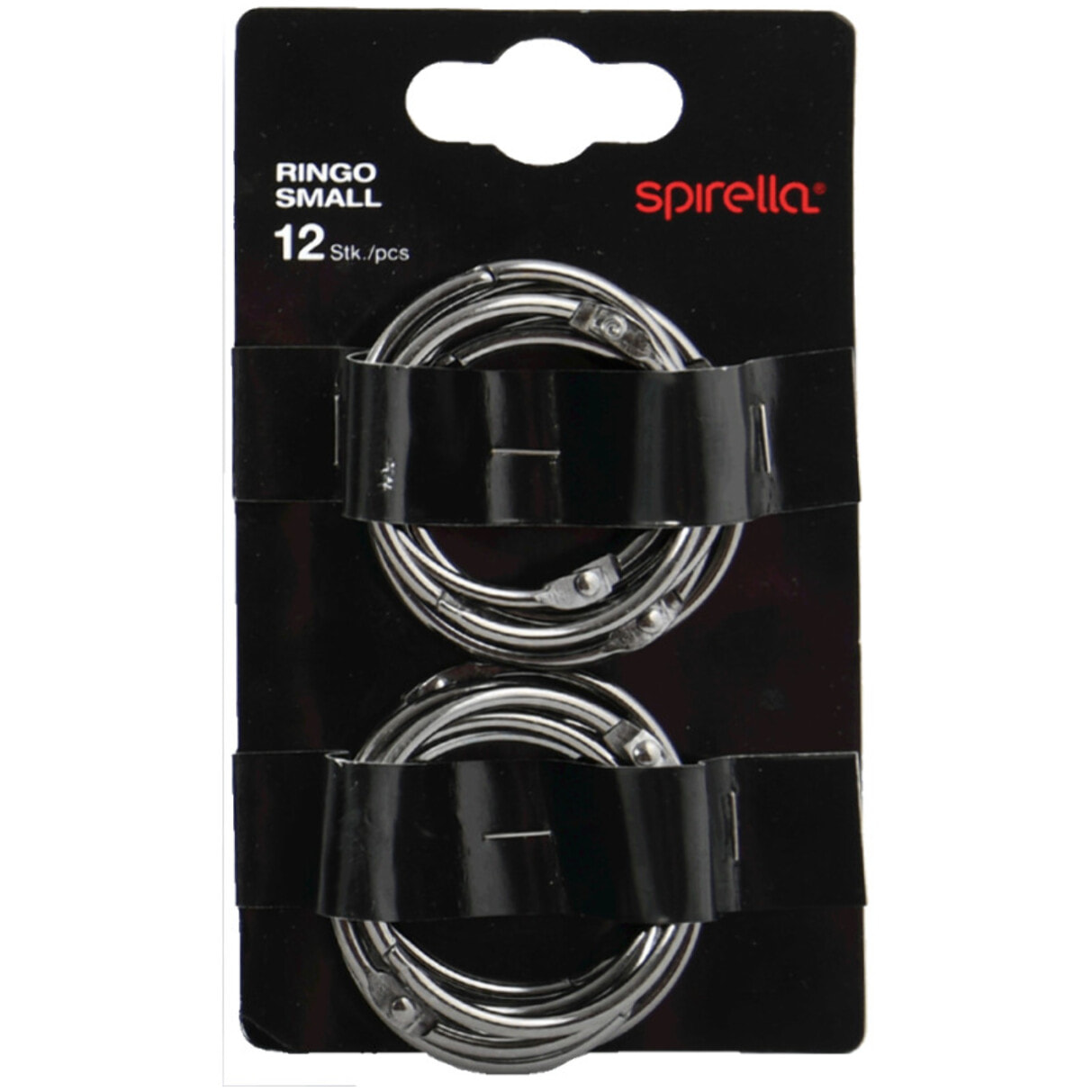 Lot de 12 anneaux pour rideaux de douche RINGO SMALL Noir Titan Spirella