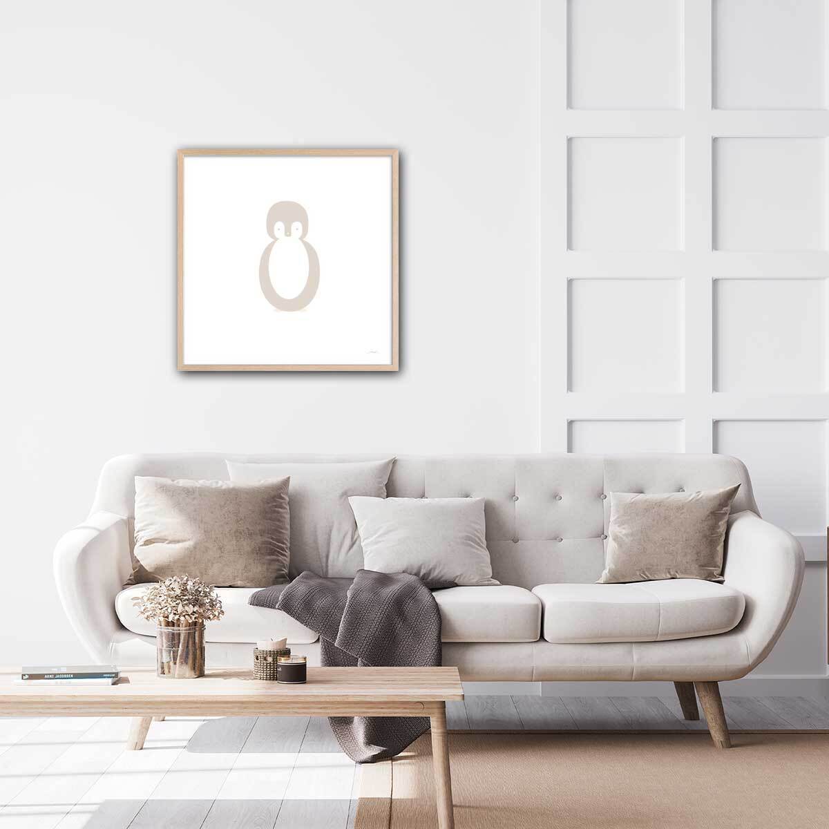 Affiche enfant pingui story Affiche + cadre en bois - Chêne