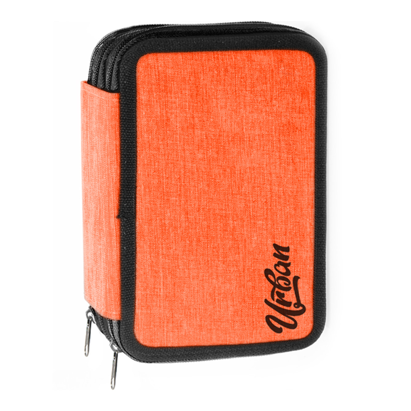 Astuccio 3 ZIP "Urban" Completo 43 Pezzi - (7 Accessori + 18 Pastelli + 18 Pennarelli) - Arancio Neon