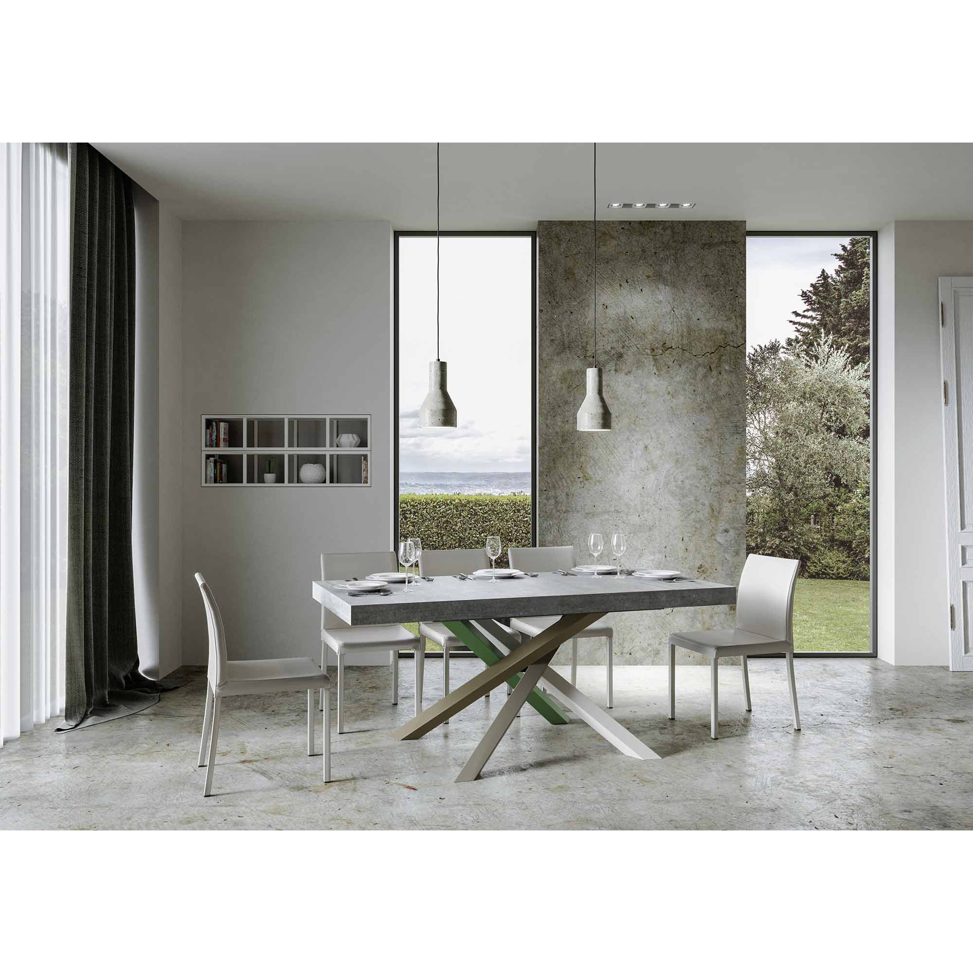 Table extensible 90x160/420 cm Volantis Gris Béton cadre 4/A