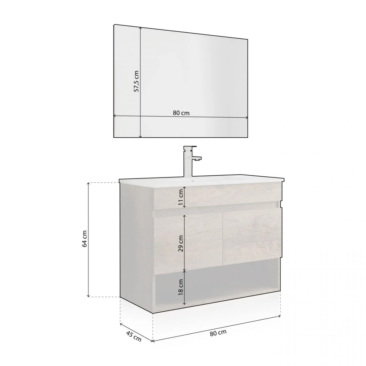 Pack de baño con lavabo de resina Thai Nordik