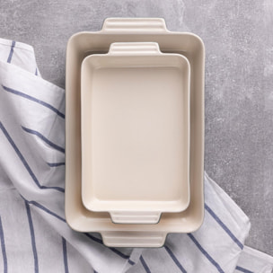 Juego de 2 Cacerolas Ø20Ø24cm con tapas en aluminio fundido + 2 Fuentes de horno rectangulares en gres color Verde EXCALIBUR Bergner