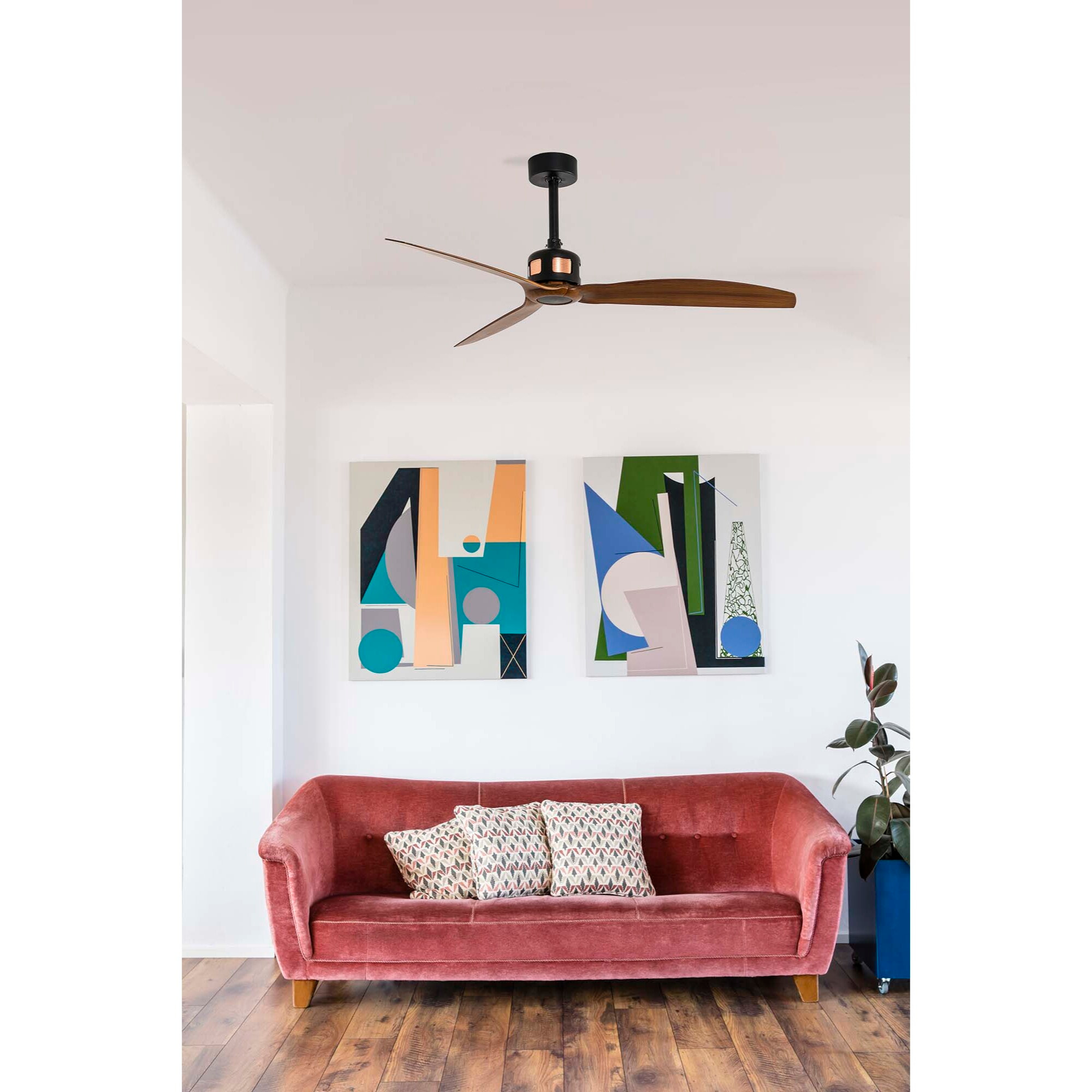 COPPER FAN M Ventilatore a soffitto nero/noce