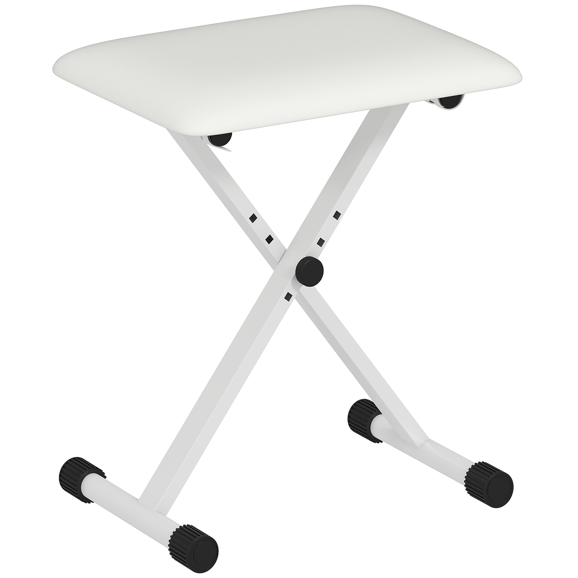 HOMCOM Tabouret banquette réglable pliable pour piano et clavier acier revêtement synthétique blanc
