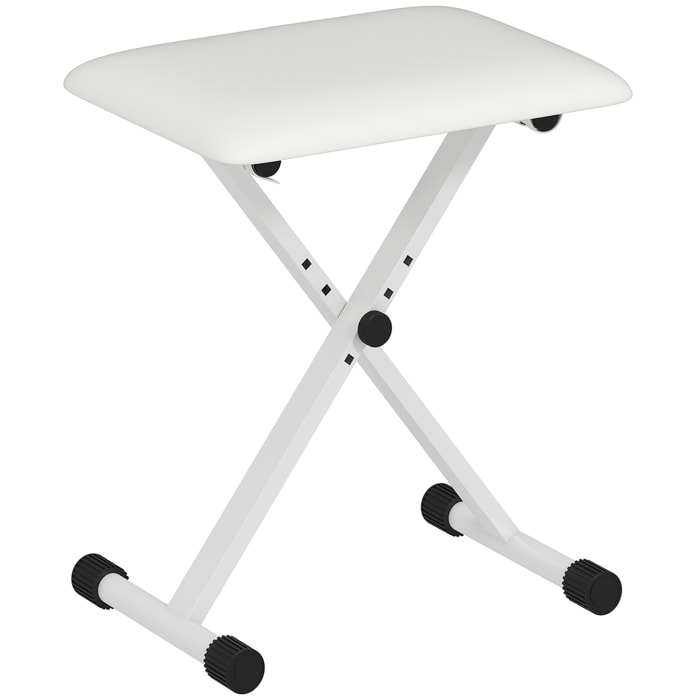 HOMCOM Tabouret banquette réglable pliable pour piano et clavier acier revêtement synthétique blanc