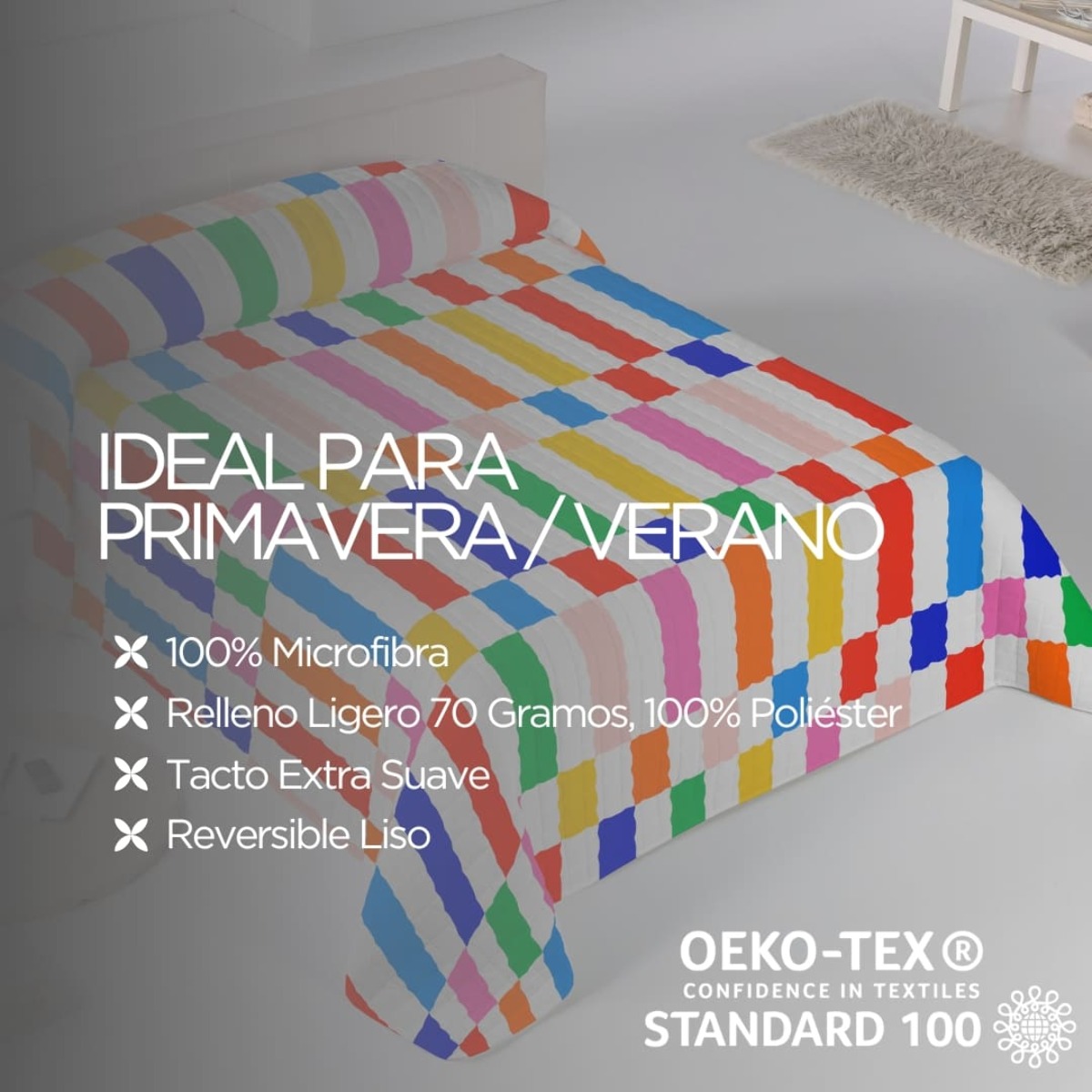 Colcha Bouti Estampada - Reversible - 100% Poliéster - Microfibra - 70 gr/m² - Party
